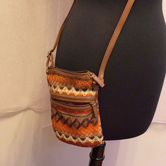 Orange Boho Aztec Crossbody Bag - Picture 2 of 9